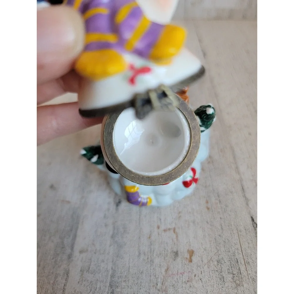 Unique ceramic Snowman trinket box mini spring Xmas home decor vintage‎